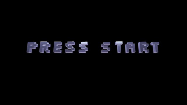 Press Start 3D retro style text message fade in animation