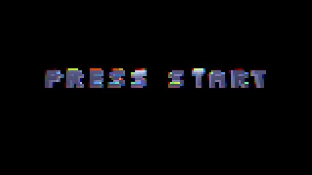 Press Start 3D retro style text message fade in animation