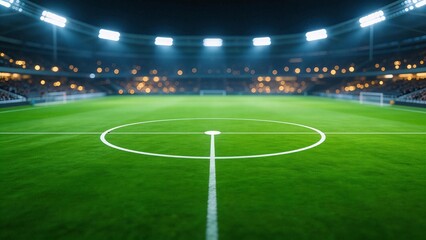 Fototapeta premium Soccer field at night stadium
