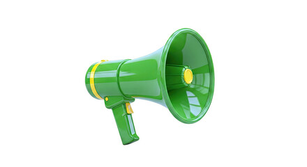 Green and yellow megaphone on a white background