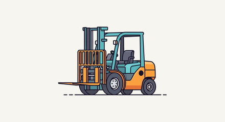 Naklejka premium Forklift truck illustration, industrial vehicle, logistics, warehouse equipment