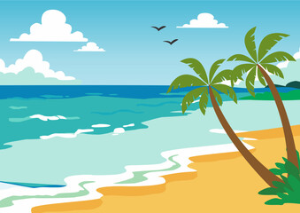 Obraz premium tropical beach with palm trees