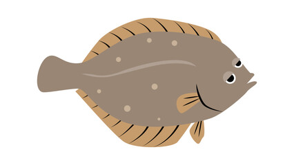 シンプルでかわいい鰈（カレイ）のイラスト　食べ物・魚のベクター素材