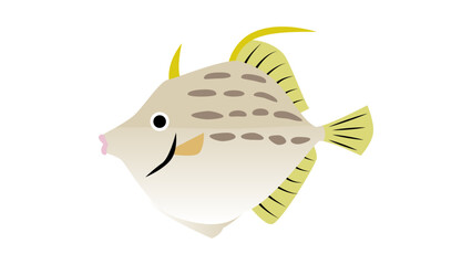 シンプルでかわいい鮍（カワハギ）のイラスト　食べ物・魚のベクター素材