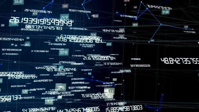 Abstract binary code animated background. Digital computer code. data analysis technologies. Technological background in big data matrix digital cyberspace.