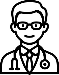 Obraz premium Simple line art illustration of a professional doctor wearing a stethoscope