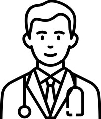 Obraz premium Simple line art illustration of a professional doctor wearing a stethoscope