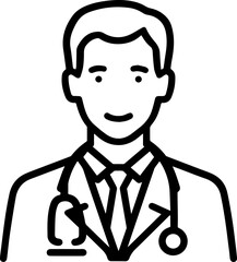 Obraz premium Simple line art illustration of a professional doctor wearing a stethoscope