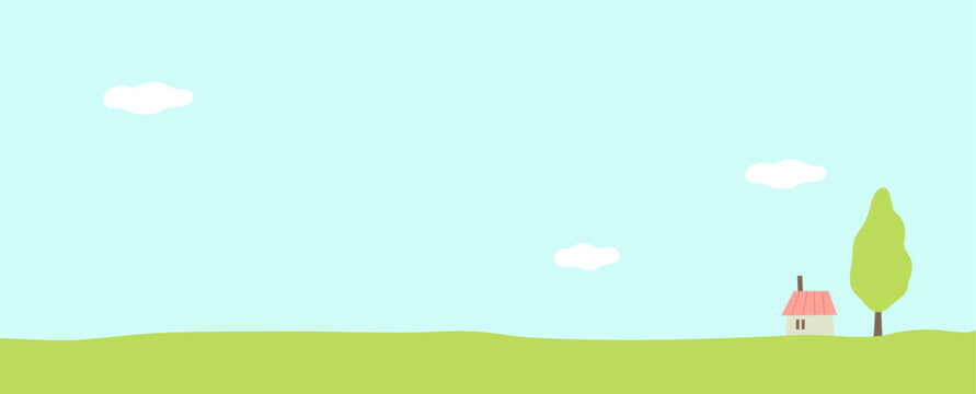 Spring nature landscape illustration banner.