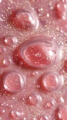 Colorful Cosmetic Serum Drops on Pink Background