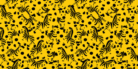 Fototapeta premium 黄色いシマウマ柄シームレスパターン