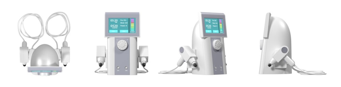 Shockwave Therapy Machine Multiple Views 3D Render Isolated on White Background