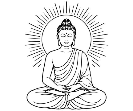 Line Art of The Serene Buddha in Meditation