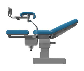 Gynecology Chair Blue Side View 3D Render Isolated on White Background