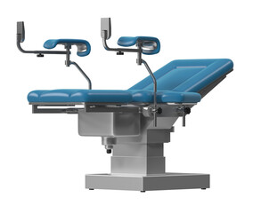 Gynecology Chair Blue Rear Side View 3D Render Isolated on White Background