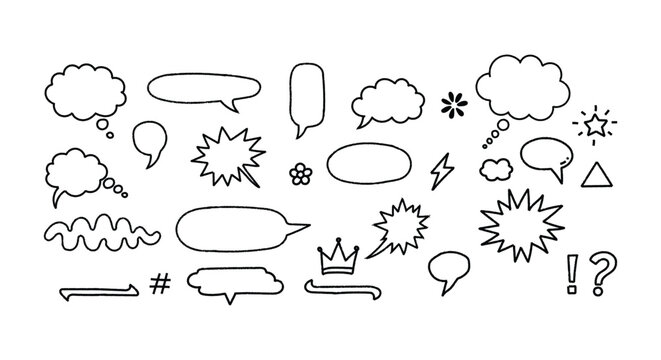 Collection of comic speech bubbles and sound effects