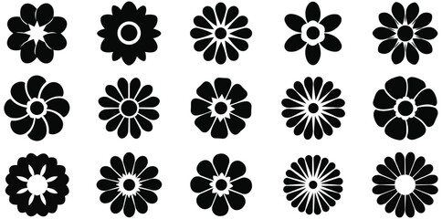 Floral Silhouettes: A collection of meticulously crafted flower silhouettes, showcasing an array of diverse shapes and forms in a simple, striking visual arrangement.  © Gwith Boss