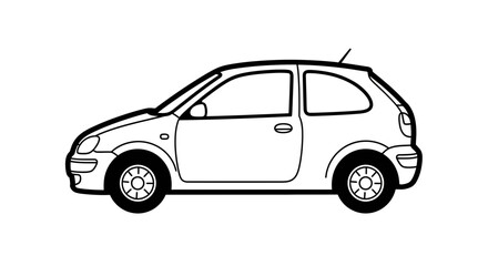 Obraz premium Black and White Hatchback Car Outline