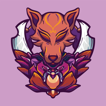 Wolf Samurai Mask Gaming Mascot Logo