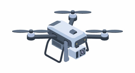 Naklejka premium Modern drone with camera and propellers in flight mode.