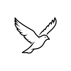Obraz premium Flying dove outline illustration representing peace and freedom isolated