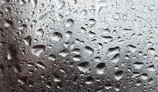 Water rain or shower drops seamless border background. Realistic pure droplets condensed texture.