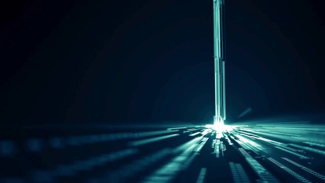 visualizing digital impact when computer starting or booting. data flow in computer motherboard animation. Concept of digital communication, cloud computing.