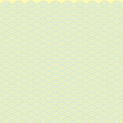 Fototapeta premium Seamless Japanese Wave Pattern Green and Yellow Seigaiha Geometric Vector Background