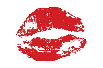 Fototapeta premium Lipstick kiss mark Romantic lip print Imprint of lips kiss Sexy lips makeup Female mouth Love symbol Design element for beauty fashion poster Valentines Day wedding