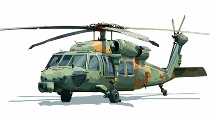 Fototapeta premium Camouflage Military Helicopter A Flat Vector Illustration for Defense and Transportation Themes