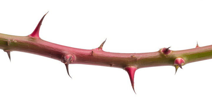 Green and red thorny stem thorns isolated