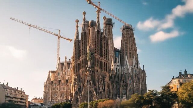Magnificent Architectural Marvel - Sagrada Familia Church in Barcelona, Spain.