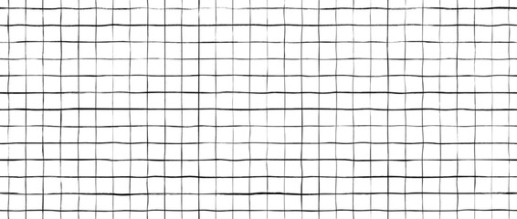 Seamless hand drawn square grid pattern. Repeated doodled checkered background. Sketched thin checker paper texture. Lined planer page wallpaper. Pencil drawn journal sheet notebook template. Vector © vika_k