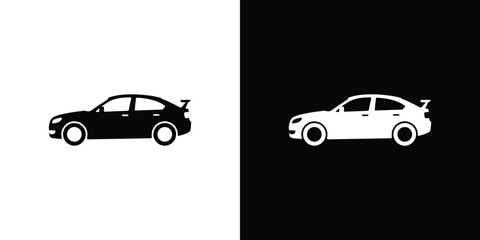 Fototapeta premium Black and white car silhouettes side by side vehicle