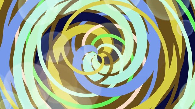 An abstract wallpaper design featuring a colorful rainbow spiral of twirl shapes and round circle patterns on a vibrant vector backdrop