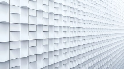 Textured White Wall with Wavy Undulating Geometric Panels