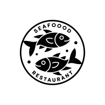 Black and White Fish and Black Cat Vector Illustration with Smiling Face Icon, Happy Cartoon Symbol Design for Creative Concept and Sign