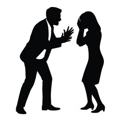 Silhouette of a man and woman in a tense confrontational exchange