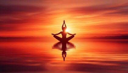Naklejka premium The beauty of meditation captured in a stunning dawn setting.