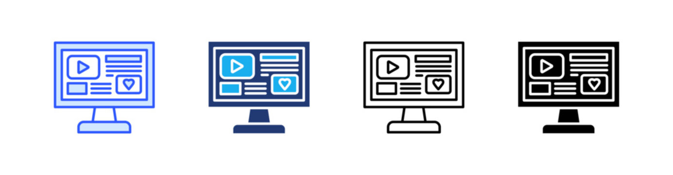 Native Advertising Multiple Style Icon Set Vector 