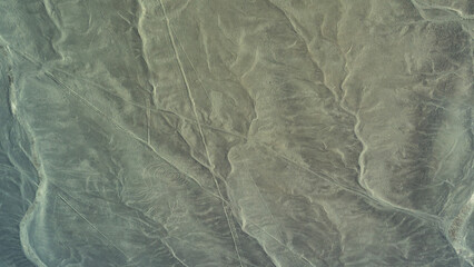 Obraz premium The Nazca Desert. Aerial view. An ancient geoglyph is visible on a sandy plateau - a giant drawing of a monkey with a spirally twisted tail. Peru. Nazca Lines