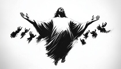 Fototapeta premium Charcoal Artwork Depicting the Ascension of Jesus Christ