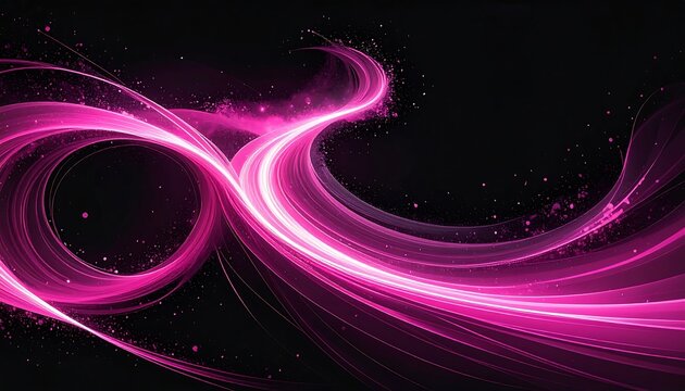 A vibrant pink abstract design on a black background