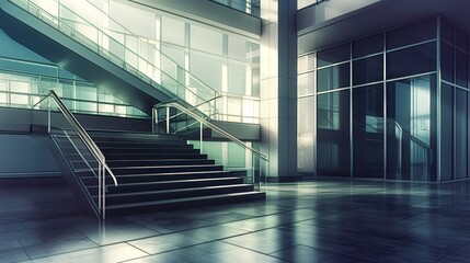 Modern Interior Design of an Office Building with Sleek Stairs
