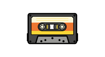 Retro audio cassette tape, vintage music storage for analog sound recording and playback