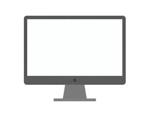 Fototapeta premium Simple desktop computer monitor with blank white screen in flat style. Perfect for mockups, templates, technology concepts, and digital workspace or presentation backgrounds.