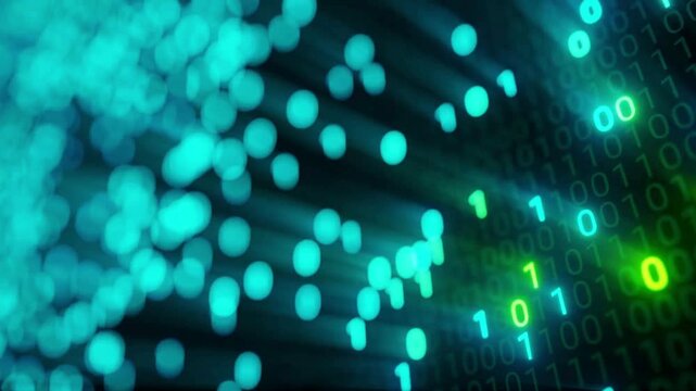 animation of digital numbers, binary code. Digital Binary code Data Background. Perspective wall of binary numbers digital pattern background.