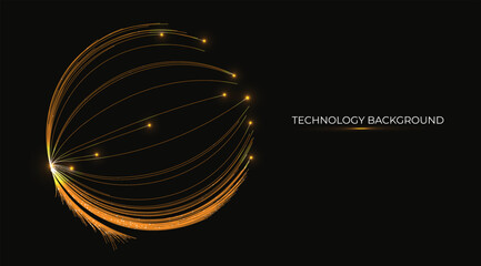 Futuristic Fiber Optic threads elegantly form a circle of multiple pulsing light lines, orbiting like a cosmic galaxy in a glowing bright Orange universe. Sleek futuristic tech concept. Wavelengths  © Isasoulart