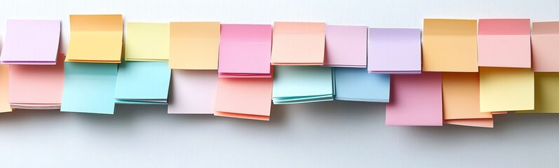 Fototapeta premium Colorful Sticky Notes Arrangement for Creative Workplace Organization