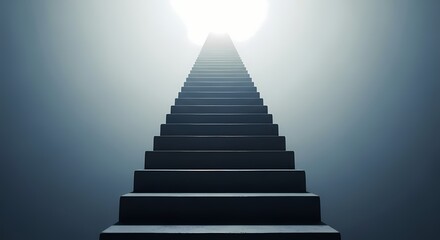 Stone stairs leading to bright sky light